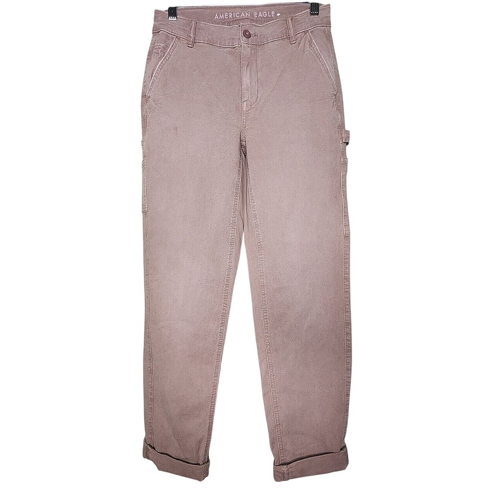 American Eagle Jeans‎ 2 Tan Cargo Utility Denim Straight Leg High Rise Stretch